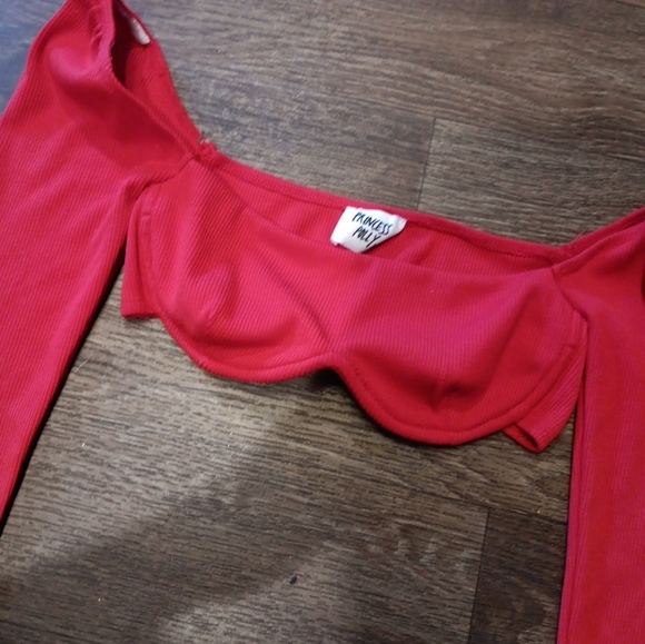 Princess Polly Red Off-Shoulder Long Sleeve Top Size Xs - Picture 2 of 4